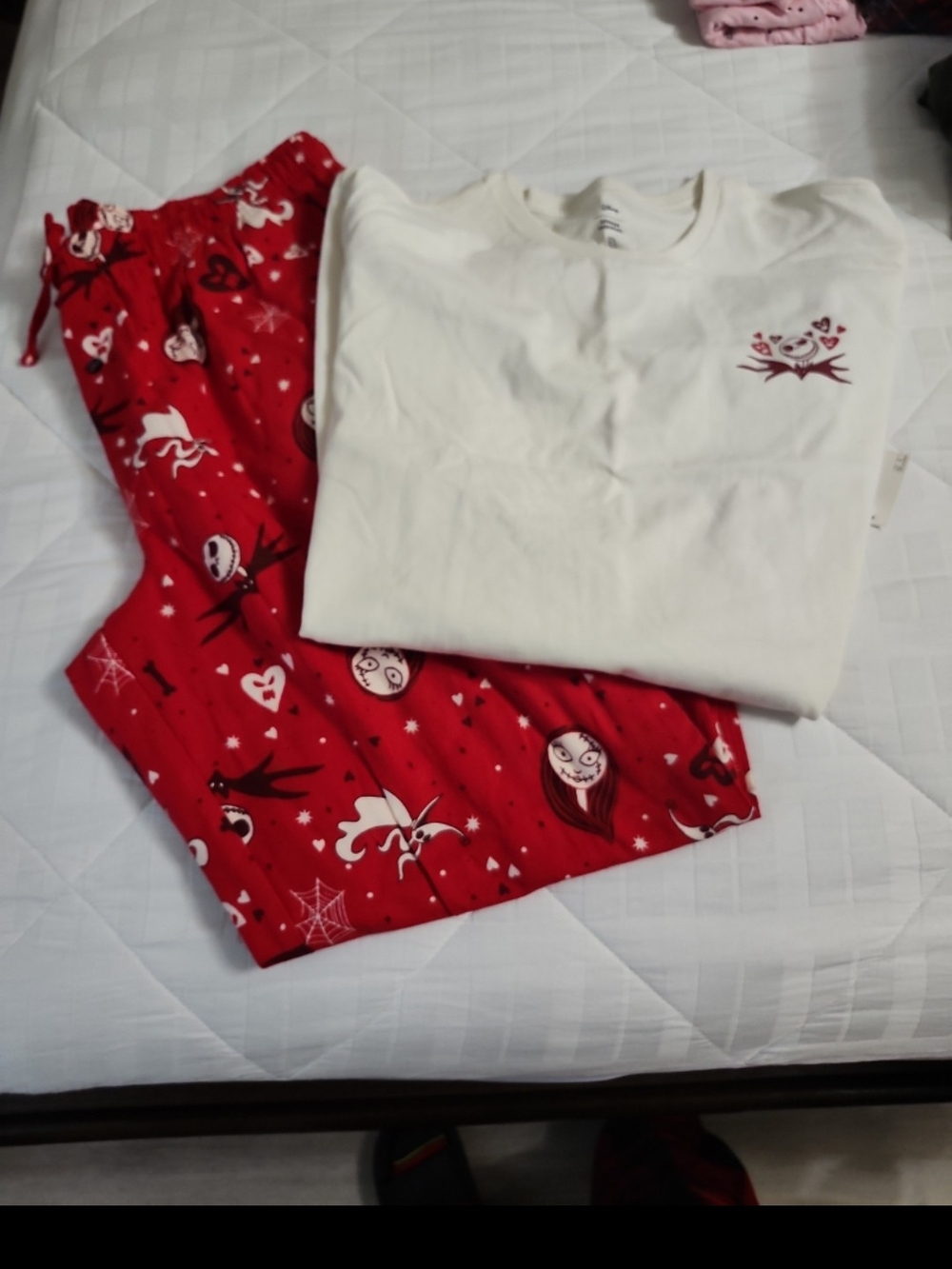 Disney Red and White Two-Piece Pajama Set with Character Motif